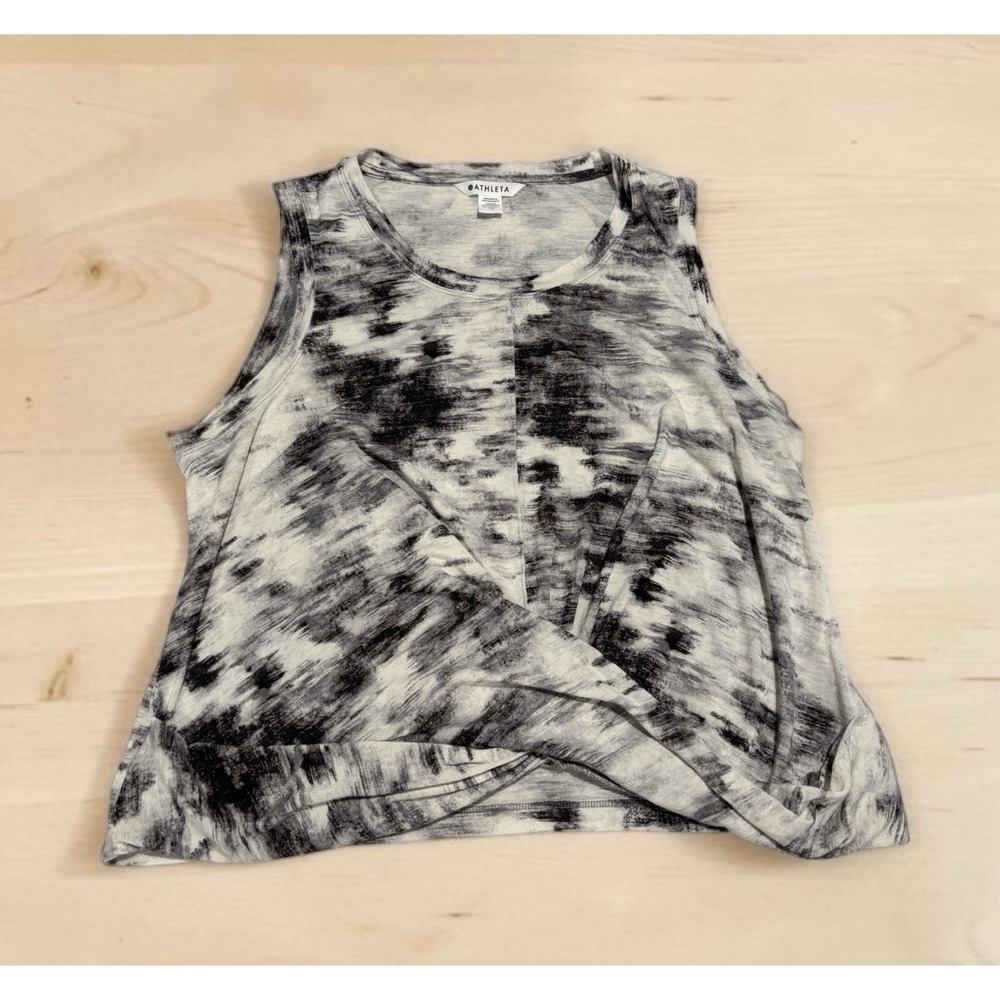 ATHLETA Sleeve Tank Top Women's Size 1X Black & White Workout Yoga Pilates